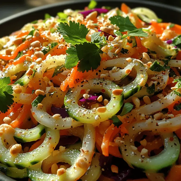 Thai cuisine has taken the culinary world by storm, celebrated not only for its bold flavors but also for its ability to balance sweet, sour, salty, and spicy elements in each dish. One standout recipe that encapsulates this balance is the Crunchy Thai Cucumber Noodle Salad. This light and vibrant dish is a celebration of fresh ingredients and is perfect for those seeking a healthy yet satisfying option. Whether enjoyed as a refreshing side dish or a wholesome main course, this salad is sure to impress with its colorful presentation and delicious flavor profile.