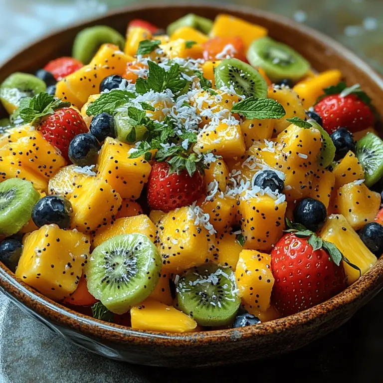 A successful fruit salad begins with fresh, high-quality ingredients. Here’s a breakdown of the key components that make the Tropical Paradise Fruit Salad a standout dish: