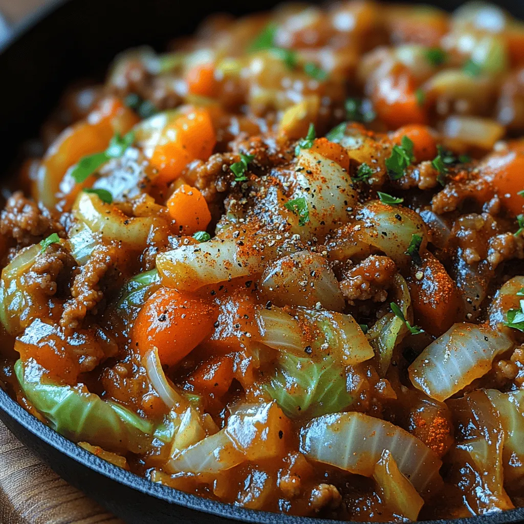 In the world of home cooking, few dishes embody comfort and satisfaction like a well-prepared skillet meal. One such dish that stands out is the Cabbage Delight Skillet. This recipe is not just easy to make; it is also packed with flavor and nutrients, making it a go-to option for busy weeknights and family gatherings alike. The Cabbage Delight Skillet brings together the earthy taste of cabbage, the richness of ground beef, and the vibrant colors of carrots and tomatoes, creating a dish that is as visually appealing as it is delicious.