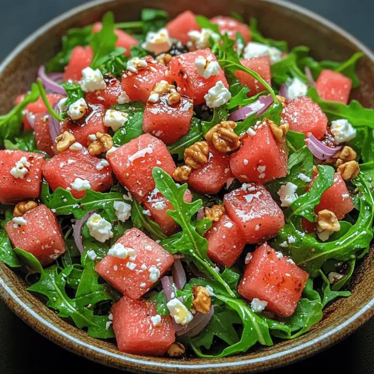 As the temperature rises and the sun shines brighter, our cravings shift towards light and refreshing dishes that not only tantalize our taste buds but also provide nourishment. One such dish that perfectly embodies this summer spirit is the Watermelon Arugula Salad. This vibrant salad is a delightful medley of flavors and textures, making it an ideal choice for picnics, barbecues, or as a light lunch on a warm day.