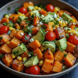 Salads have long been celebrated for their versatility and nutritional value, making them a staple in many cuisines around the world. They can be quick and easy to prepare or elaborate and festive, suitable for any occasion. One such delightful variation is the Roasted Sweet Potato Corn Salad Delight. This dish brings together an array of vibrant colors and textures that tantalize the palate while nourishing the body.