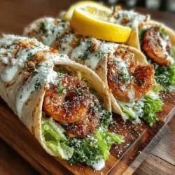 In the world of quick and delicious meals, Grilled Shrimp Caesar Wraps stand out as a delightful choice that brings together the classic flavors of a Caesar salad and the satisfying texture of grilled shrimp, all wrapped up for easy enjoyment. This recipe is perfect for busy weeknights, casual get-togethers, or even a picnic in the park. With a harmonious blend of protein, fresh vegetables, and rich dressing—all enveloped in a soft tortilla—these wraps offer a nutritious and flavorful option that appeals to a variety of palates.
