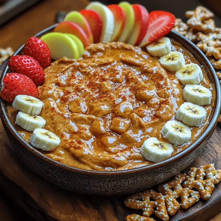 What makes this dip stand out is the perfect balance of flavors—a creamy base punctuated by the natural sweetness of bananas and the rich, slightly salty notes of peanut butter. This delightful combination creates a treat that is not only satisfying but also versatile. Whether slathered on apple slices, paired with pretzels, or enjoyed with graham crackers, this dip complements a variety of dippers, making it suitable for diverse palates.