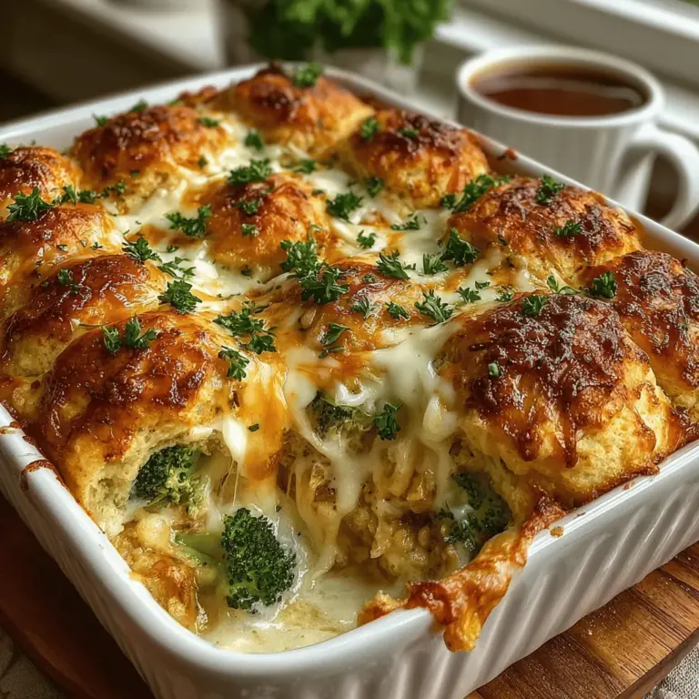 When it comes to weeknight dinners, few dishes can compete with the comforting allure of a creamy chicken Alfredo biscuit bake. This hearty meal combines the rich flavors of Alfredo sauce, tender shredded chicken, and flaky biscuit dough into one delightful casserole. Not only is this dish exceptionally satisfying, but it also boasts a quick preparation time, making it an ideal choice for busy evenings when you crave something delicious without spending hours in the kitchen. The addition of broccoli not only elevates the dish with a pop of color but also adds a nutritious twist, ensuring this bake is a complete meal the whole family will love.