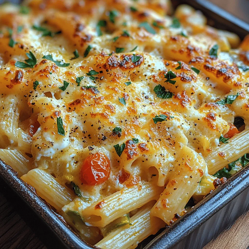 The Creamy Greek Pasta Bake is an embodiment of the vibrant flavors and comforting essence of Mediterranean cuisine. With its luscious creamy sauce enveloping tender pasta and a medley of fresh vegetables, this dish offers a delightful experience that will satisfy even the busiest of families. The combination of traditional Greek ingredients and the convenience of a baked meal makes this recipe a staple for meal-preppers and anyone seeking a hearty, wholesome dinner.