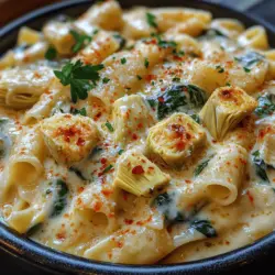 To create a luscious, creamy sauce for your spinach artichoke pasta, it’s essential to use a gentle heating technique. Start by warming your chosen base, whether it’s cream, milk, or a plant-based alternative, over medium-low heat. This temperature prevents the dairy from curdling, which can occur if heated too quickly. Stir frequently to create an even heat distribution, promoting a smooth and creamy texture.