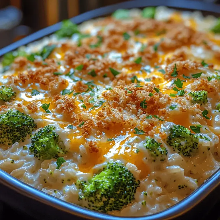 Creamy Broccoli Rice Casserole is not just a meal; it’s a warm embrace on a chilly evening, a dish that brings families together around the dinner table. This recipe combines tender broccoli florets, fluffy rice, and a rich, creamy sauce, resulting in a delightful casserole that appeals to both the young and the young at heart. The creamy texture and the vibrant colors make it an inviting option, whether served as a hearty side dish or a satisfying main course.