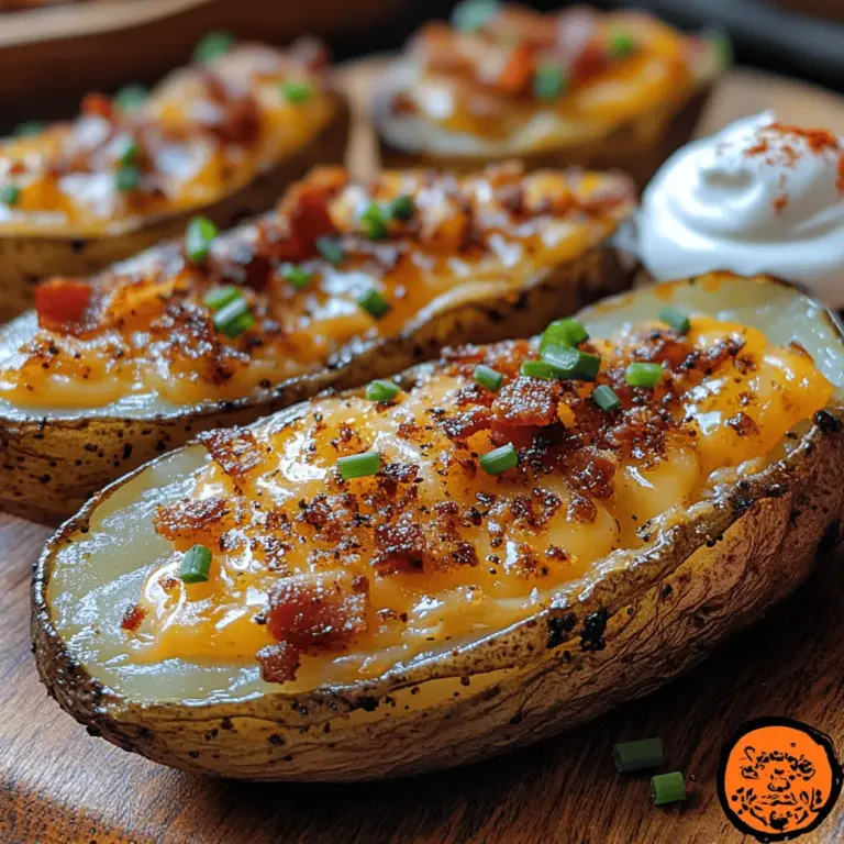 Crispy Garlic Potato Skins are the epitome of comfort food, serving as a perfect appetizer or snack for gatherings, game days, or even quiet evenings at home. This dish brings together the rich, savory flavors of garlic and cheese, complemented by optional crispy bacon, all nestled within a deliciously crispy potato shell. The beauty of Crispy Garlic Potato Skins lies not only in their taste but also in their simplicity and versatility, making them an irresistible choice for both novice cooks and seasoned chefs.