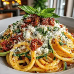 In the realm of healthy eating, the dish Creamy Ricotta and Sun-Dried Tomato Zoodles stands out as a delicious and nutritious alternative to traditional pasta. Zoodles, or zucchini noodles, have gained immense popularity in recent years, particularly among those seeking to reduce their carbohydrate intake without sacrificing flavor or satisfaction. This vibrant dish combines the creamy richness of ricotta cheese with the robust, tangy essence of sun-dried tomatoes, creating a delightful experience that appeals to both health-conscious individuals and pasta lovers alike.