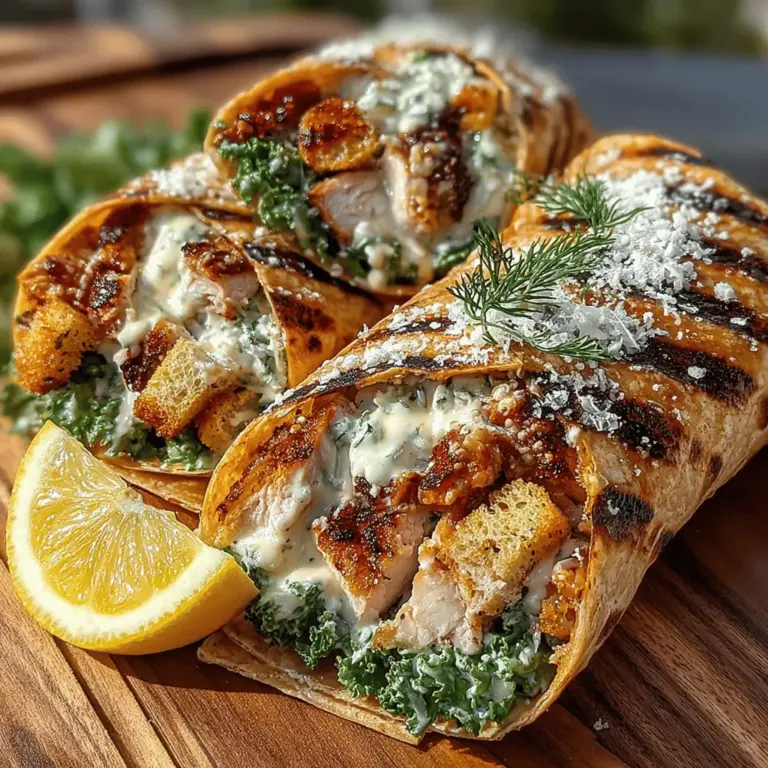 After grilling your chicken breasts, one crucial step is to allow them to rest for a few minutes before slicing. Resting is essential as it lets the juices redistribute throughout the meat, resulting in a more tender and flavorful chicken. If you slice the chicken too soon, you risk losing those delicious juices, leaving you with dry pieces. Aim to let your chicken rest for about 5-10 minutes on a cutting board, covered loosely with aluminum foil to keep it warm. This simple technique can significantly enhance the overall taste and texture of your Grilled Chicken Caesar Salad Wraps.
