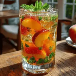 For an added touch of freshness and visual appeal, consider garnishing your Peachy Green Tea Bliss with fresh mint leaves. These aromatic herbs not only enhance the drink's flavor but also elevate its presentation, making it a perfect centerpiece for any summer gathering.
