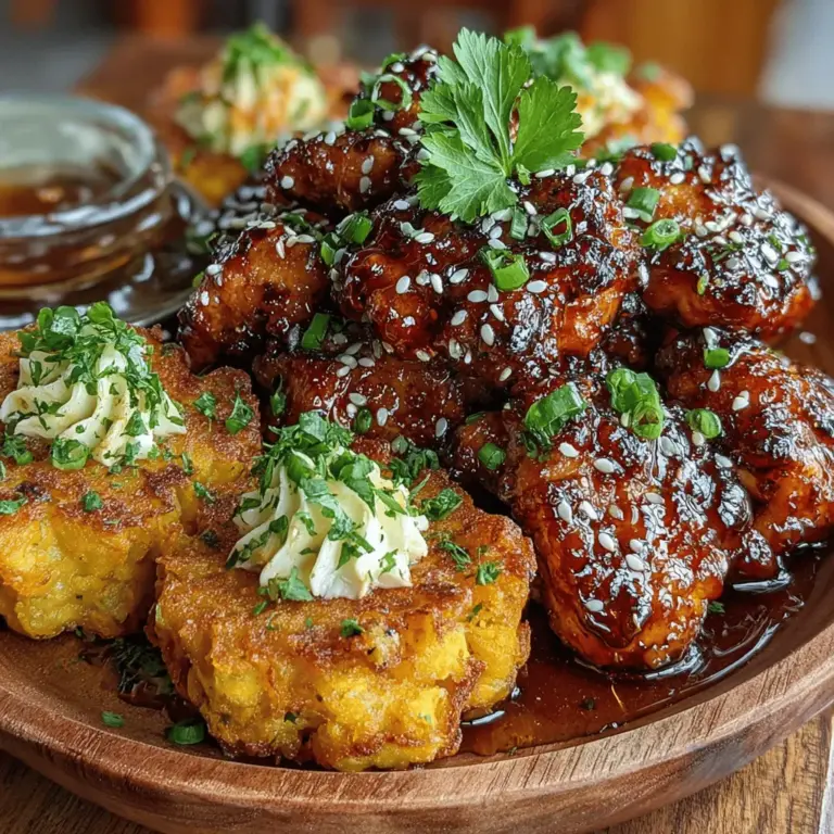 When it comes to creating a dish that delights the senses and pleases a crowd, few combinations can rival the sweet and savory allure of honey garlic chicken paired with crispy sweet corn fritters. This recipe not only brings together an irresistible medley of flavors but also showcases a harmonious balance that makes it a standout choice for family dinners or entertaining guests. The juicy, tender chicken thighs, marinated in a luscious honey garlic sauce, complement the light, crunchy texture of the fritters, making each bite a delightful experience.