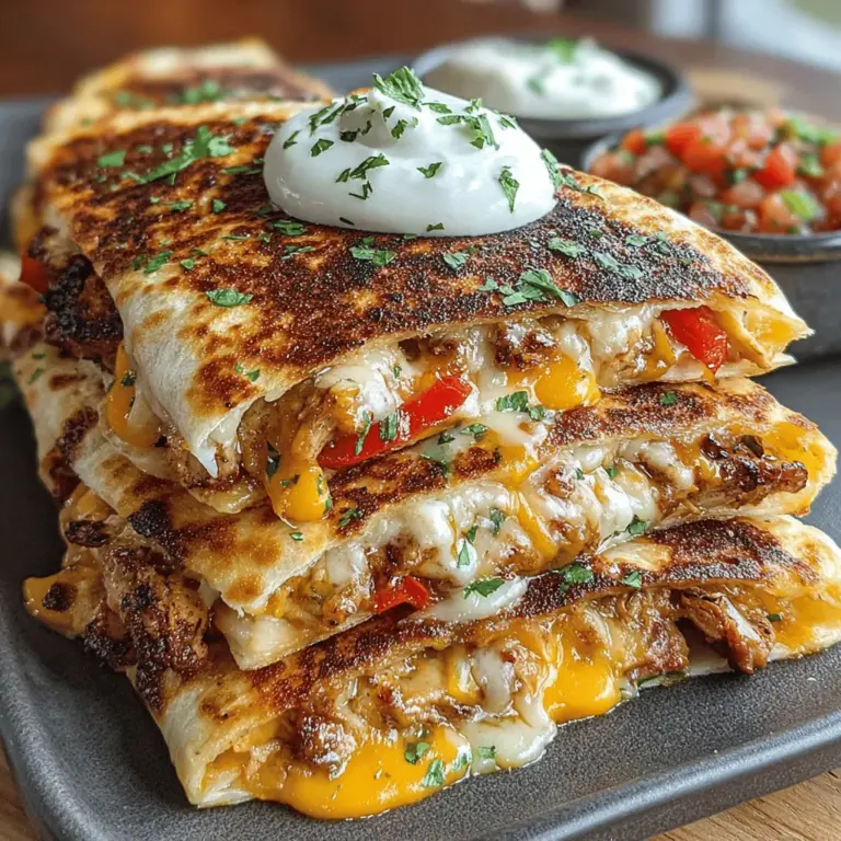 Quesadillas are a beloved staple in Mexican cuisine, known for their delicious simplicity and endless versatility. These delightful creations, typically made with tortillas filled with cheese and various ingredients, can be customized to suit any palate. Among the many variations, grilled chicken quesadillas stand out as a particularly popular option. They present an appealing mix of flavors and textures that make them perfect for casual family dinners or entertaining guests at a weekend gathering. The combination of juicy grilled chicken, melted cheese, and fresh vegetables enveloped in a warm, crisp tortilla creates a dish that is sure to please everyone at the table.