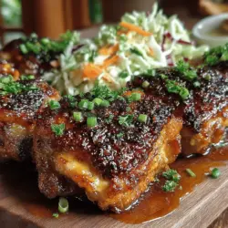 When it comes to a dish that combines vibrant flavors, satisfying textures, and the comfort of home-cooked goodness, Sweet & Spicy Sticky BBQ Chicken Thighs with Crunchy Coleslaw truly stands out. This delightful recipe is a celebration of contrasting sensations: the sweetness of honey and the heat of spices meld seamlessly with the crunchiness of fresh coleslaw. Ideal for gatherings, family dinners, or casual meals, this dish is sure to impress everyone at the table.
