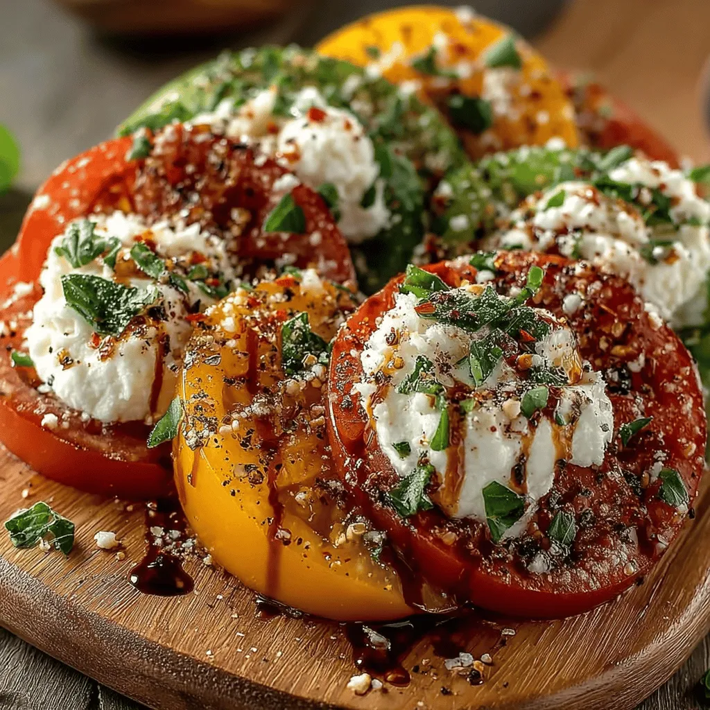Heirloom tomatoes are not just a feast for the eyes; they're a culinary delight, bursting with flavor and character. The Heirloom Tomato Burrata Delight Salad showcases these beautiful tomatoes in their best light, paired with creamy burrata cheese that elevates each bite into a harmonious blend of taste and texture. This salad is a celebration of fresh, seasonal ingredients that come together to create a dish that's as visually appealing as it is delicious. Whether you’re preparing for a summer gathering or simply looking for a refreshing solo meal, this recipe is sure to impress.