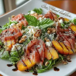 The importance of using seasonal ingredients cannot be overstated, especially in a dish like this where each component plays a crucial role in the overall taste and nutritional value. Seasonal fruits and vegetables tend to be fresher, more flavorful, and packed with nutrients. Peaches, for instance, are at their peak during the summer months, making them a perfect choice for this salad. Incorporating seasonal produce not only supports local farmers but also ensures that you are consuming ingredients at their most nutritious, harnessing the full benefits they have to offer.