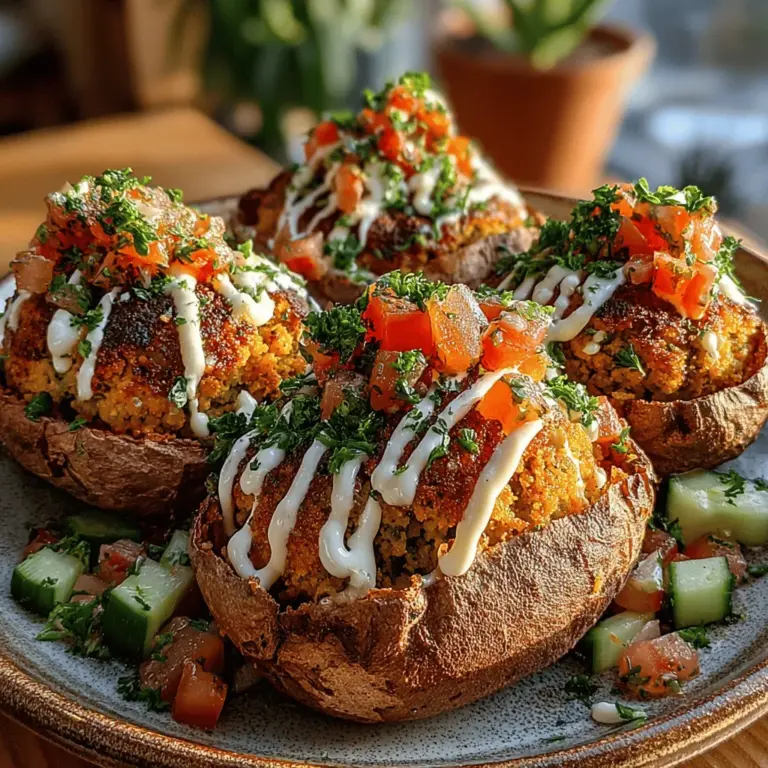 In the world of plant-based cuisine, few dishes can boast the vibrant flavors and nutritional benefits of crispy falafel stuffed sweet potatoes. This delightful dish combines the earthy, sweet flavor of roasted sweet potatoes with the savory crunch of falafel, making it a satisfying meal that appeals to both vegetarians and meat lovers alike. The harmonious blend of textures and tastes not only makes for a visually stunning plate but also packs a powerful nutritional punch, making it a favorite for health-conscious eaters.