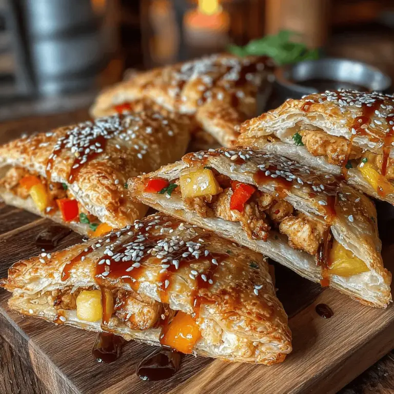 When it comes to creating dishes that leave a lasting impression, few recipes can rival the delightful fusion of flavors found in Sticky Pineapple Chicken Puff Pockets. This delectable dish combines tender chicken, sweet pineapple, and a medley of savory seasonings, all enveloped in a flaky, golden puff pastry. Whether you’re looking to impress guests at a gathering, serve a fun appetizer at a party, or whip up something special for a family dinner, these puff pockets fit the bill perfectly.