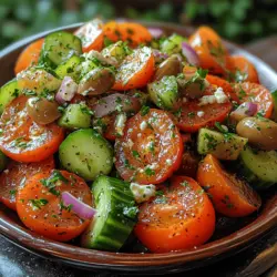 When it comes to vibrant and refreshing salads, the Zesty Greek Cucumber Tomato Salad stands out as a quintessential dish rooted deeply in Greek culinary tradition. Celebrated for its simplicity and robust flavors, this salad encapsulates the essence of Mediterranean cooking, where fresh, high-quality ingredients take center stage. Originating from a region known for its abundant vegetables and fragrant herbs, this salad has earned its place on tables across Greece and beyond, offering a taste of the sun-drenched landscapes and rich cultural heritage of the Mediterranean.