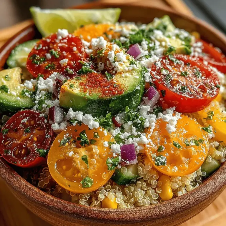In a world where healthy eating is increasingly becoming a priority, the Sunny Quinoa Bliss Salad stands out as a vibrant, nutrient-dense dish that appeals to both the eye and palate. This salad is not only a feast for the senses but also a powerhouse of nutrition, making it an excellent choice for anyone looking to incorporate wholesome ingredients into their diet. The combination of fluffy quinoa with an array of colorful vegetables creates a salad that is as delightful to eat as it is to look at.