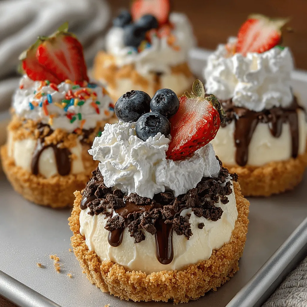 Once your mini ice cream pies are fully assembled, it’s time to elevate their taste and presentation with a delicious drizzle. Hot fudge or caramel sauce are classic choices that bring warmth and sweetness, perfectly complementing the cold ice cream.