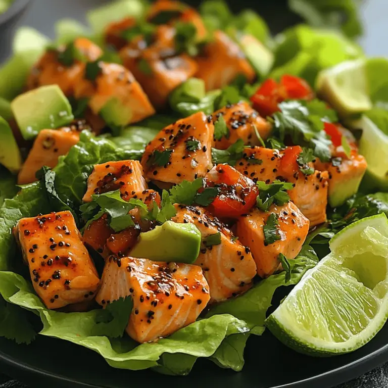 If you're on the hunt for a meal that is not only delicious but also healthy and easy to prepare, then Sweet Chili Salmon Lettuce Wraps might just become your new favorite dish. This vibrant recipe combines the rich, succulent flavors of salmon with the refreshing crunch of lettuce, creating a delightful hand-held meal that is perfect for any occasion, from a casual weeknight dinner to a lively summer gathering. The sweet and spicy notes of the chili sauce elevate the natural umami of the salmon, making each bite a burst of flavor.