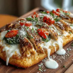 When it comes to quick, satisfying meals that are bursting with flavor, Grilled Chicken Alfredo Flatbread stands out as a favorite. This dish combines the smoky essence of grilled chicken with the rich, creamy texture of Alfredo sauce, all served on a warm, soft flatbread. The appeal of this recipe lies not only in its delicious fusion of flavors but also in its versatility; whether you’re hosting a family dinner, planning a gathering with friends, or enjoying a cozy night in, this flatbread can be adapted to suit any occasion.