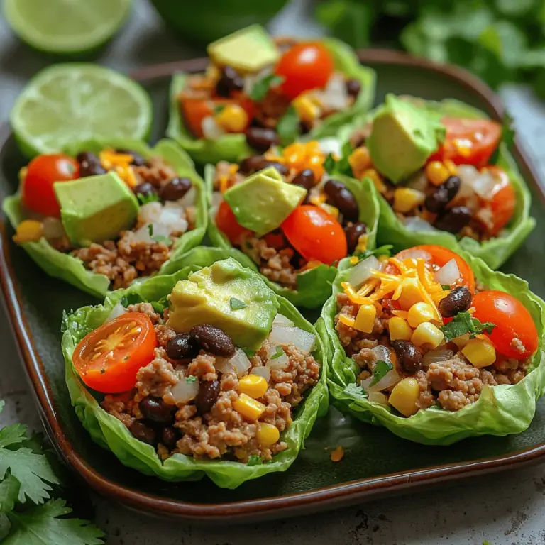 Mini Turkey Taco Lettuce Cups are a delightful and health-conscious twist on the classic taco. With ground turkey as the main ingredient, these lettuce cups are not only bursting with flavor but also packed with essential nutrients. They offer a lighter alternative to traditional tacos, making them an excellent choice for those looking to indulge without the extra calories. Whether you're seeking a quick and satisfying lunch, a nourishing dinner, or even a fun appetizer for your next gathering, this recipe ticks all the boxes.