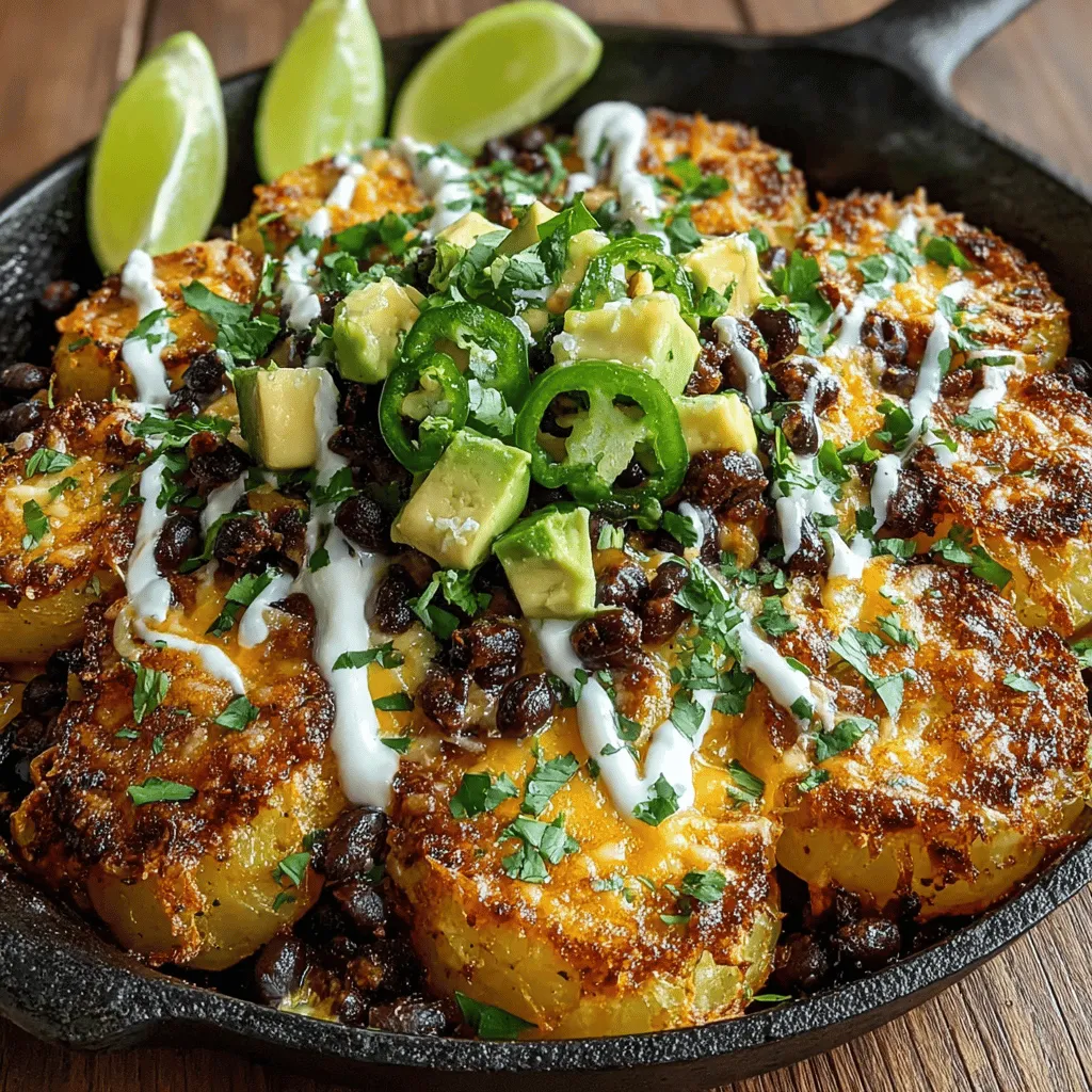 If you're looking to elevate your snack game or impress guests at your next gathering, the Crispy Parmesan Potato Nacho Skillet offers a delightful twist on the classic nachos we're all familiar with. This dish combines the comforting heartiness of potatoes with a melty, cheesy goodness, topped off with vibrant ingredients that make it not only visually appealing but also irresistibly delicious. It’s a versatile meal that’s perfect for casual game days, lively family dinners, or even as a unique appetizer for special occasions.