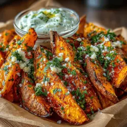 Sweet potato wedges are more than just a simple side dish; they are a delightful and versatile addition to any meal or a tasty snack on their own. The combination of sweet and spicy flavors in these wedges makes them an enticing option for those who crave a bit of excitement in their meals. Paired with a creamy ranch dip, this recipe elevates the humble sweet potato into a culinary experience that is both satisfying and delicious.