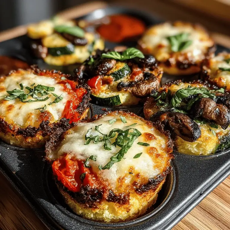 Mini Veggie Lasagna Skillet Cups are a delightful twist on the classic Italian dish, transforming the traditional lasagna into a bite-sized, easy-to-serve format. These mini cups encapsulate the rich flavors of lasagna while adding a fun and creative presentation that is perfect for family dinners, parties, or meal prepping. What makes this recipe particularly appealing is not only its visual charm but also its nutritional profile, packed with an array of vibrant vegetables. Each cup features layers of tender pasta, creamy ricotta, sautéed veggies, and gooey mozzarella, ensuring that it satisfies the taste buds of both kids and adults alike.