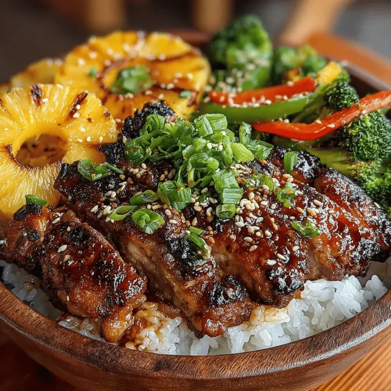 Grilled Pineapple Chicken Teriyaki Bowls offer a delightful fusion of sweet and savory flavors that transport you straight to a tropical paradise. This simple yet satisfying dish combines succulent marinated chicken thighs, caramelized pineapple, and colorful vegetables, all served over a bed of fluffy jasmine rice. Perfect for a weeknight dinner or a gathering with friends, this recipe is both nourishing and visually appealing.