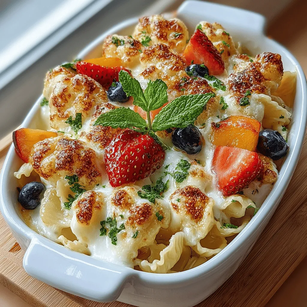 Welcome to the world of culinary creativity where savory meets sweet in an unexpected yet delightful way. The Fruity Delight Pasta Bake is an enticing dish that brings together the comforting heartiness of pasta with the refreshing sweetness of fruits. This unique combination not only tantalizes the taste buds but also offers a vibrant visual appeal that makes it a standout option for any meal occasion. Whether you're preparing a family dinner, hosting a gathering with friends, or simply looking for a fun twist on traditional pasta dishes, this recipe is sure to impress.