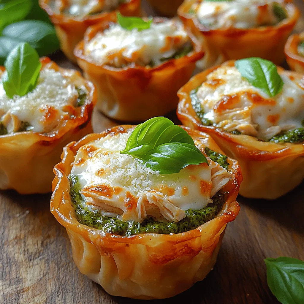 To craft the perfect filling for your mini chicken wonton cups, start by combining shredded chicken, fresh pesto, cream cheese, and grated Parmesan in a mixing bowl. For optimal flavor, it’s essential to mix the ingredients thoroughly. Using a fork or spatula, blend the mixture until it’s creamy and even. This ensures that every bite is packed with flavor and that the chicken is evenly distributed.