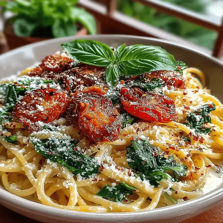 When it comes to quick and satisfying meals, few dishes can rival the allure of a delicious pasta recipe. The Sun-Dried Tomato & Spinach Pasta Delight is a perfect example of how simple ingredients can come together to create a dish that’s not only flavorful but also packed with nutrients. This recipe combines the rich, tangy sweetness of sun-dried tomatoes with the earthy freshness of spinach, resulting in a pasta dish that is as delightful to eat as it is easy to prepare.