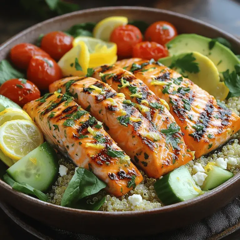 In the world of culinary creations, few dishes are as enticing as the Grilled Lemon Garlic Salmon Bowl. This vibrant meal combines the rich flavors of perfectly grilled salmon with fresh vegetables, making it a feast for both the eyes and the palate. The appeal of this dish lies not only in its delightful taste but also in its simplicity and health benefits. As more people seek quick yet nutritious meal options, salmon bowls have emerged as a popular choice, fitting seamlessly into busy lifestyles while offering a substantial dose of essential nutrients.