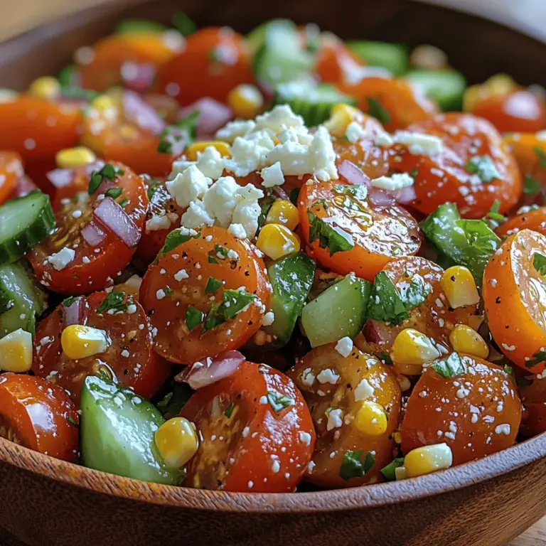 As summer rolls in, the scent of fresh produce fills the air, beckoning food lovers to whip up vibrant dishes that celebrate the season's bounty. One such dish that encapsulates the essence of summer is the Sun-Kissed Tomato & Corn Fiesta Salad. This colorful medley of ripe tomatoes, sweet corn, crisp cucumbers, and fresh herbs not only tantalizes your taste buds but also embodies the spirit of seasonal cooking. Ideal for barbecues, picnics, or as a refreshing side to any meal, this salad is a feast for the eyes and a treat for the palate.