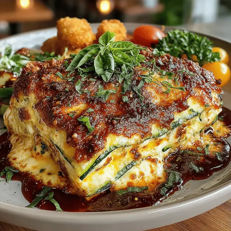 Zucchini Lasagna Extravaganza is a delightful twist on a classic Italian dish that caters to those seeking to reduce their carbohydrate intake without compromising on flavor or satisfaction. This recipe transforms the traditional lasagna into a vibrant and healthful meal by substituting pasta with zucchini, making it not only lower in carbs but also a fantastic option packed with essential nutrients. The result is a dish that is both comforting and nourishing, perfect for families, health-conscious individuals, or anyone looking to enjoy a delicious homemade meal that aligns with their dietary goals.