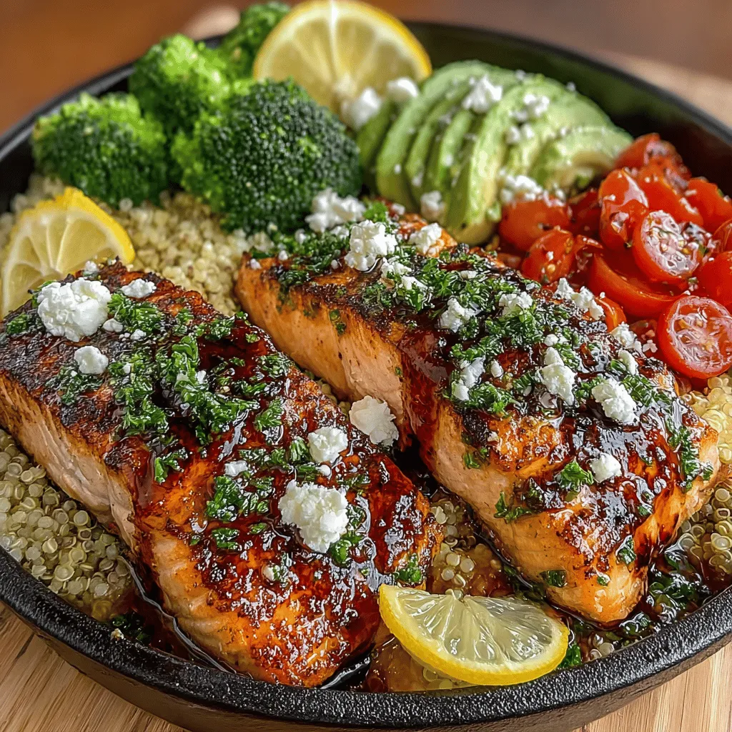 In the world of healthy eating, finding a dish that is both nutritious and bursting with flavor can sometimes feel like a challenge. Enter the Zesty Grilled Lemon Garlic Salmon Bowls, a vibrant meal that not only satisfies your taste buds but also nourishes your body. This recipe combines succulent salmon fillets marinated in zesty lemon and garlic, served over a bed of fluffy quinoa and colorful vegetables. With its fresh ingredients and bright flavors, this dish is perfect for a weeknight dinner or meal prep for the week ahead.