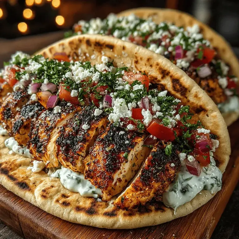 One of the defining features of the Mediterranean Bliss Greek Chicken Pita Wraps is the delightful balance of flavors achieved through the combination of tangy yogurt and fresh, vibrant ingredients. The yogurt serves as a creamy base, enriched with herbs and spices that enhance the overall taste profile of the wrap. With a hint of garlic and a squeeze of lemon juice, this yogurt sauce remains light yet indulgent, complementing the grilled chicken perfectly.