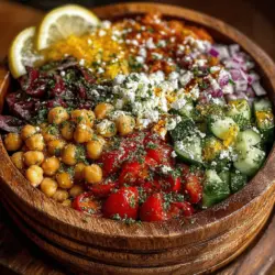 - 1 can (15 oz) chickpeas, drained and rinsed - 1 cup cherry tomatoes, halved - 1 cucumber, diced - 1/2 red onion, finely chopped - 1 bell pepper (any color), diced - 1/2 cup Kalamata olives, pitted and sliced - 1/2 cup feta cheese, crumbled (optional for vegan diets) - 1/4 cup fresh parsley, chopped - 3 tablespoons olive oil - 2 tablespoons red wine vinegar - Salt and pepper to taste