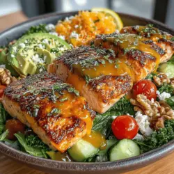 Honey Mustard Glazed Salmon Salad is a delightful dish that perfectly balances flavor, texture, and nutrition. The combination of fresh greens, vibrant vegetables, and a perfectly glazed salmon fillet makes this salad not only visually appealing but also packed with essential nutrients. Incorporating fish into your diet is crucial for overall health, as it provides high-quality protein and omega-3 fatty acids, which are beneficial for heart health and brain function.