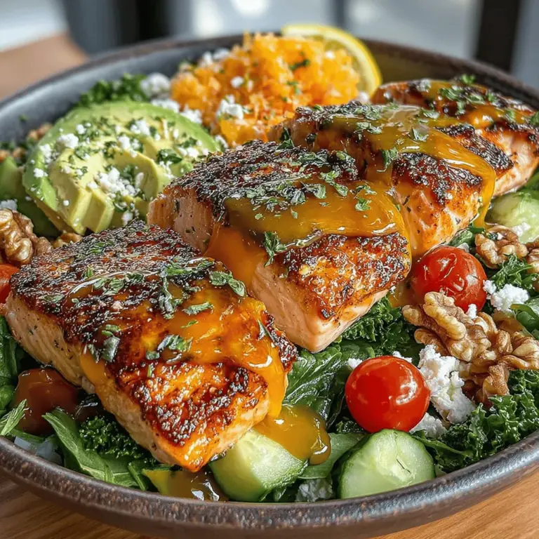 Honey Mustard Glazed Salmon Salad is a delightful dish that perfectly balances flavor, texture, and nutrition. The combination of fresh greens, vibrant vegetables, and a perfectly glazed salmon fillet makes this salad not only visually appealing but also packed with essential nutrients. Incorporating fish into your diet is crucial for overall health, as it provides high-quality protein and omega-3 fatty acids, which are beneficial for heart health and brain function.