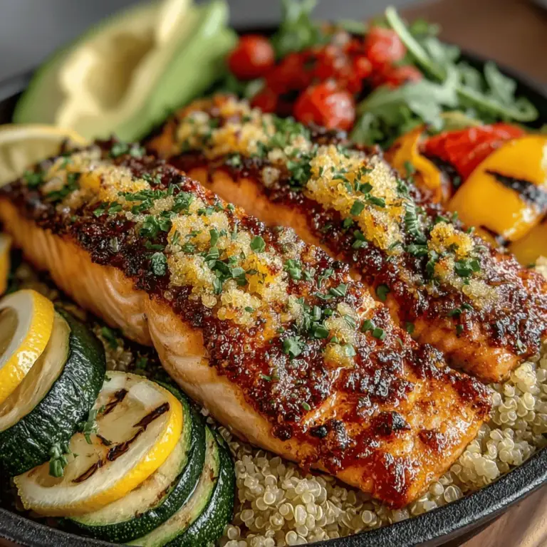 If you're on the lookout for a dish that combines health, flavor, and ease of preparation, look no further than Zesty Grilled Lemon Garlic Salmon Bowls. This vibrant and delicious recipe marries the rich, savory goodness of grilled salmon with the zesty brightness of lemon and garlic, complemented by a wholesome base of quinoa and an array of fresh vegetables. Whether you're meal prepping for the week or looking to impress the family at dinner, this dish ticks all the boxes.