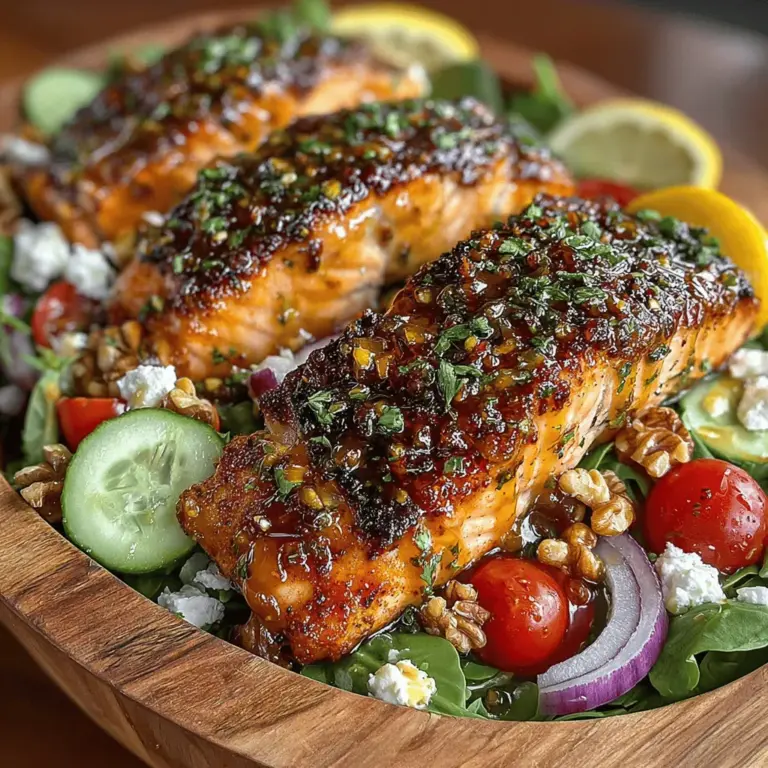 When it comes to creating a meal that is both satisfying and nutritious, few dishes can rival the delightful harmony found in a Honey Mustard Glazed Salmon Salad. This dish is not only visually appealing but also offers a symphony of flavors and textures that come together beautifully. Imagine succulent salmon glazed with a sweet and tangy honey mustard sauce, nestled atop a bed of fresh greens, vibrant cherry tomatoes, crisp cucumbers, and savory feta cheese. It’s a meal that is as pleasing to the palate as it is to the eye.