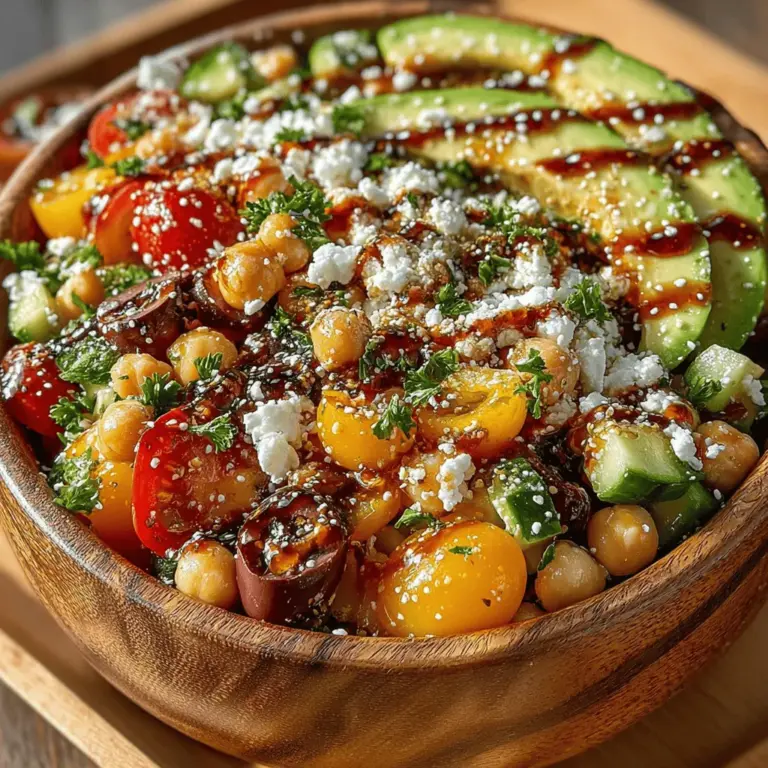 The Mediterranean Chickpea Salad Bowl stands out as a vibrant and nutritious dish that encapsulates the heart and soul of Mediterranean cuisine. This salad is a colorful medley of fresh vegetables, protein-rich chickpeas, and zesty dressings, making it not only visually appealing but also incredibly satisfying. Whether you are in search of a light lunch, a side dish for dinner, or a healthy meal prep option, this recipe provides a perfect balance of flavors and textures that cater to diverse palates.