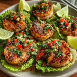 - 1 pound large shrimp, peeled and deveined - 4 cloves fresh garlic, minced - Juice and zest of 2 limes - 2 tablespoons olive oil - 1 tablespoon honey - 1 teaspoon chili powder - 1 red bell pepper, thinly sliced - 1 cucumber, julienned - 1 ripe avocado, diced - Fresh cilantro, for garnish - Butter or romaine lettuce leaves, for wrapping