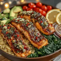 If you're on the lookout for a quick, nutritious dish that bursts with flavor, look no further than the Zesty Grilled Lemon Garlic Salmon Bowls. This delightful recipe combines the rich taste of salmon with the refreshing zing of lemon and garlic, creating a meal that is both satisfying and healthy. Perfect for busy weeknights or leisurely weekend lunches, these bowls are not only easy to prepare but also customizable to suit various dietary preferences, making them an ideal choice for families and gatherings alike.
