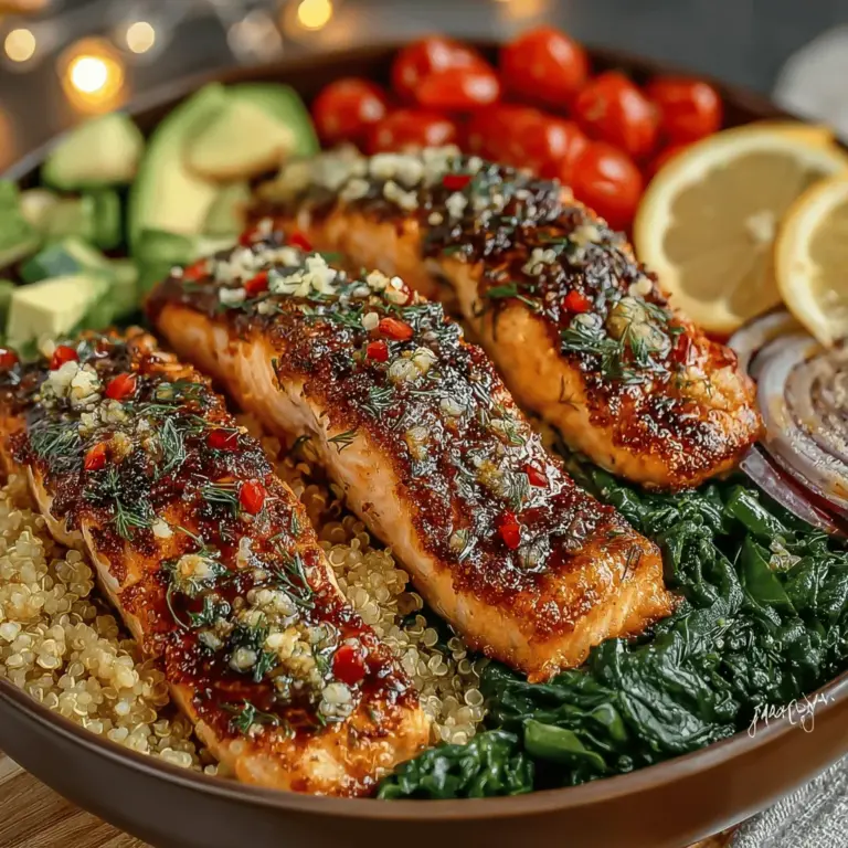 If you're on the lookout for a quick, nutritious dish that bursts with flavor, look no further than the Zesty Grilled Lemon Garlic Salmon Bowls. This delightful recipe combines the rich taste of salmon with the refreshing zing of lemon and garlic, creating a meal that is both satisfying and healthy. Perfect for busy weeknights or leisurely weekend lunches, these bowls are not only easy to prepare but also customizable to suit various dietary preferences, making them an ideal choice for families and gatherings alike.