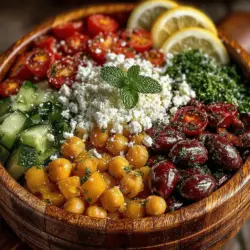 Once your chickpea salad ingredients are prepped and ready, it’s time to bring everything together. To achieve an evenly distributed dressing throughout the salad, start by pouring your prepared dressing over the chickpeas and chopped vegetables in a large mixing bowl. Use a spatula or wooden spoon to gently fold the ingredients together, ensuring that every piece is coated with the dressing without mashing them.